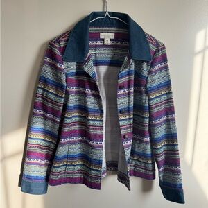 Artisan Patterned Multi-Color Cotton Jacket - Women
